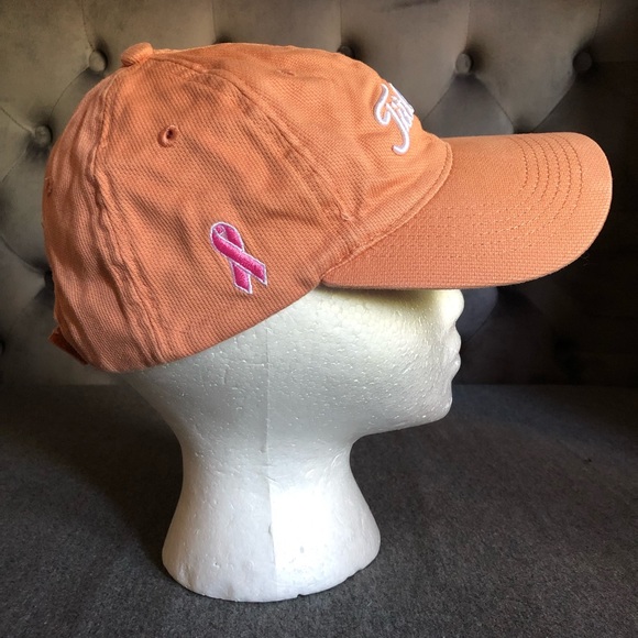 Titleist Peachy Orange Golf Hat with Pink Ribbon Breast Cancer Awareness - Picture 7 of 12